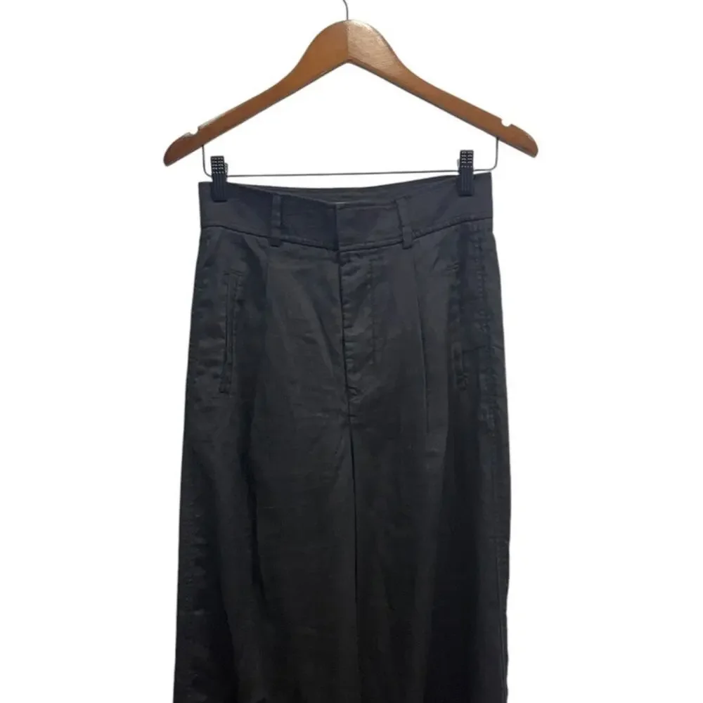 Everlane The Linen Way-High Wide Leg Drape Pants in Black size 2
